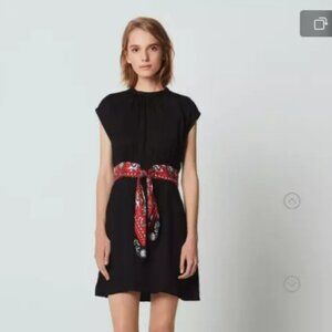 Sandro Paris Hellebore Scarf Belt Dress in Black MSRP$395